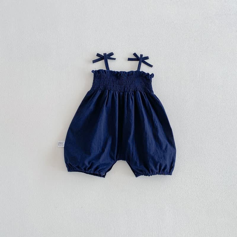 Baby Solid Color/Floral Strap Romper - image 4