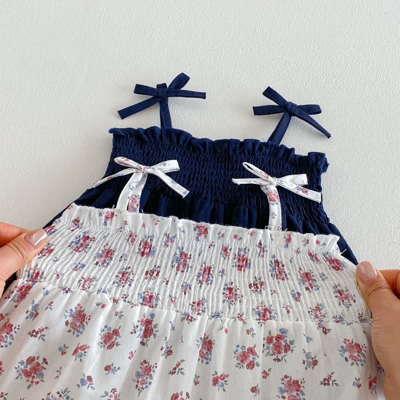 Baby Solid Color/Floral Strap Romper - image 7