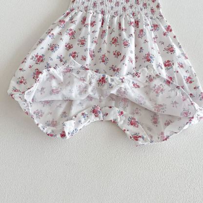 Baby Solid Color/Floral Strap Romper - image 9