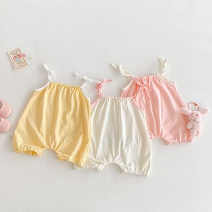 Baby Girl Flower/Rabbit Strap Romper - image 5