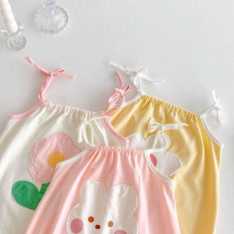 Baby Girl Flower/Rabbit Strap Romper - image 6