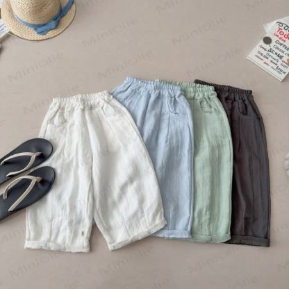 Toddler Kid Linen Solid Color Pants - image 1