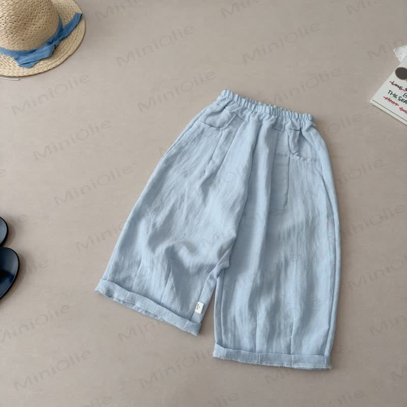 Toddler Kid Linen Solid Color Pants - Blue - 16-17T - image 3