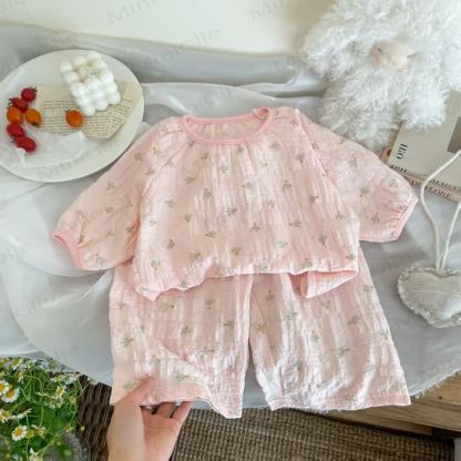 Toddler Kid Girls Pink Floral Print Top and Pants Set - Green - 10-11T - image 2