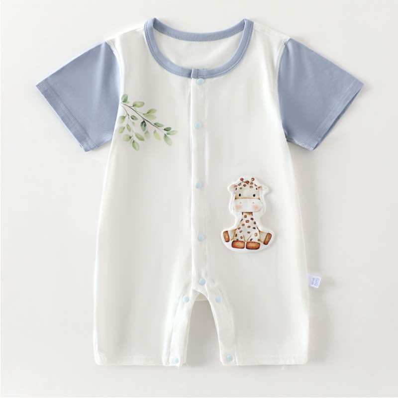 Baby Deer and Leaves Romper - Blue - 15-24M - image 2