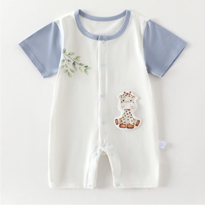 Baby Deer and Leaves Romper - Blue - 15-24M - image 2