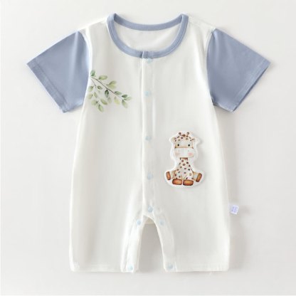 Baby Deer and Leaves Romper - Blue - 15-24M - image 2