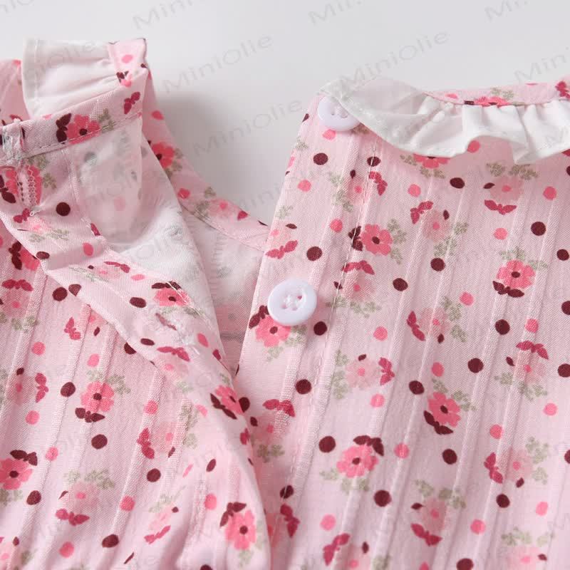  Baby Pink Floral Smocked Bodysuit withHeadband - image 3