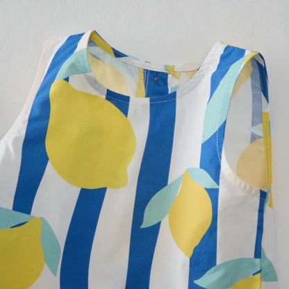 Baby Blue Vertical Striped Lemon 2-Piece Sleeveless Set - image 4