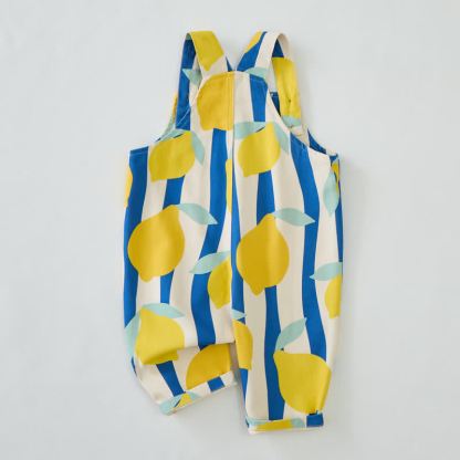 Baby Toddler Lemon Blue Vertical Striped Overalls  - image 3