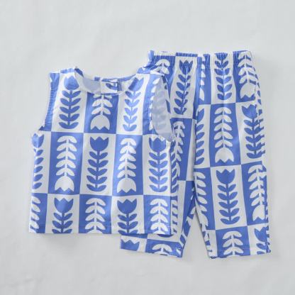 Baby Blue Floral 2-Piece Sleeveless Set - image 3