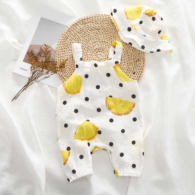 Baby Lemon & Polka Dot Romper with Hat - image 3