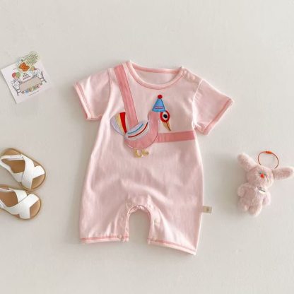 Baby Animal Short-sleeve Romper - Pink Woodpecker - 18-24M - image 2