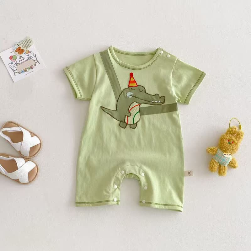 Baby Animal Short-sleeve Romper - Green Crocodile - 18-24M - image 5