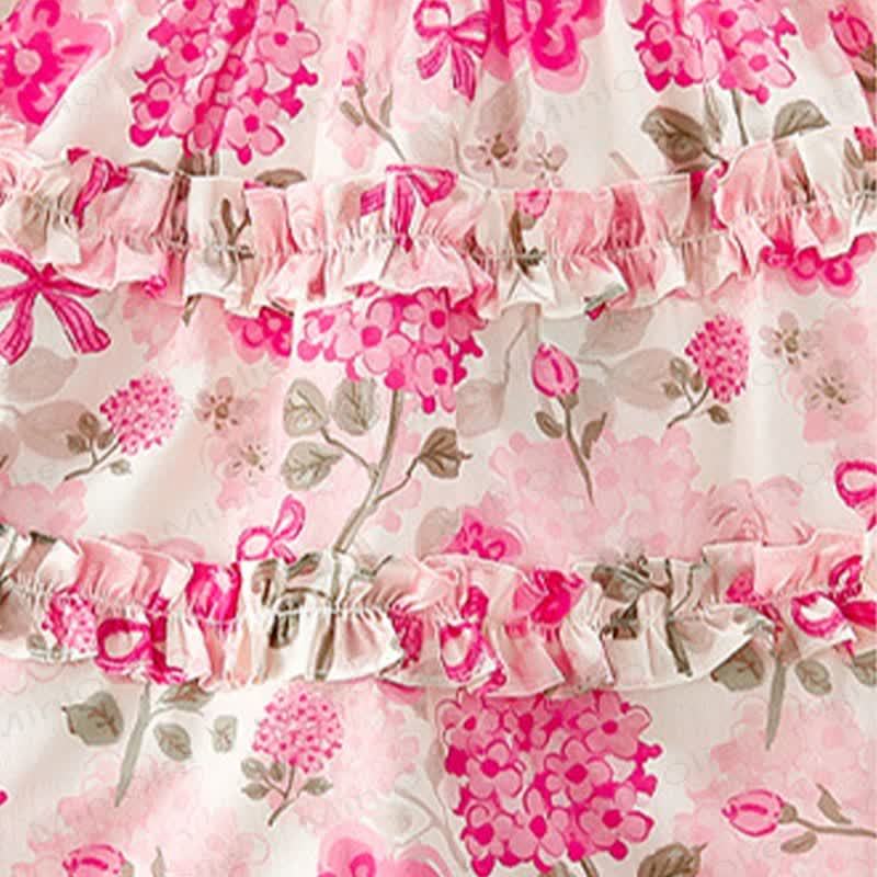 Toddler Girls Cotton Pink Floral Puff Sleeves Dress - image 4