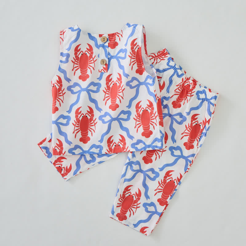 Toddler Lobster and Bowknot Sleeveless 2-piece Set - image 4