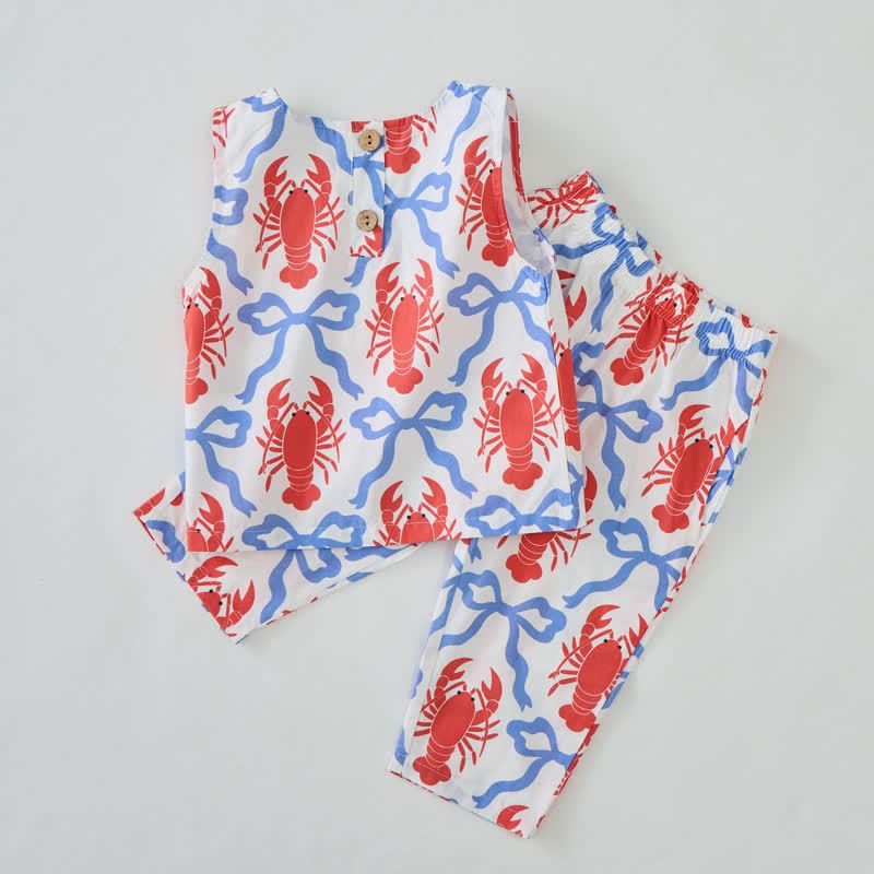Toddler Lobster and Bowknot Sleeveless 2-piece Set - image 4