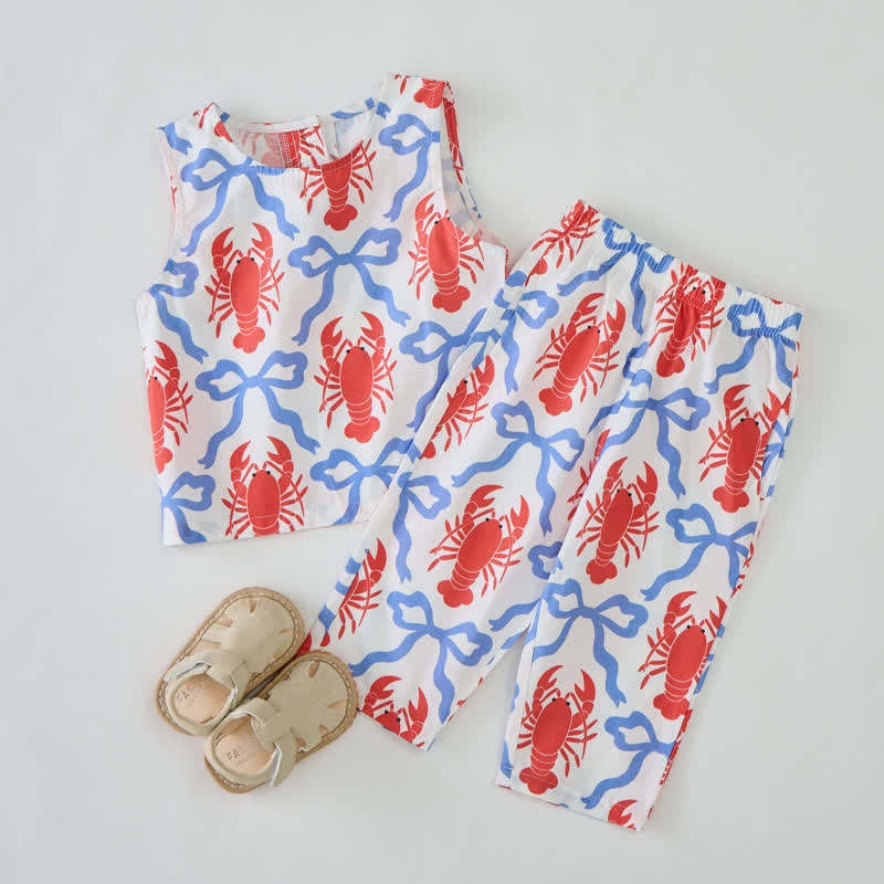 Toddler Lobster and Bowknot Sleeveless 2-piece Set - image 3