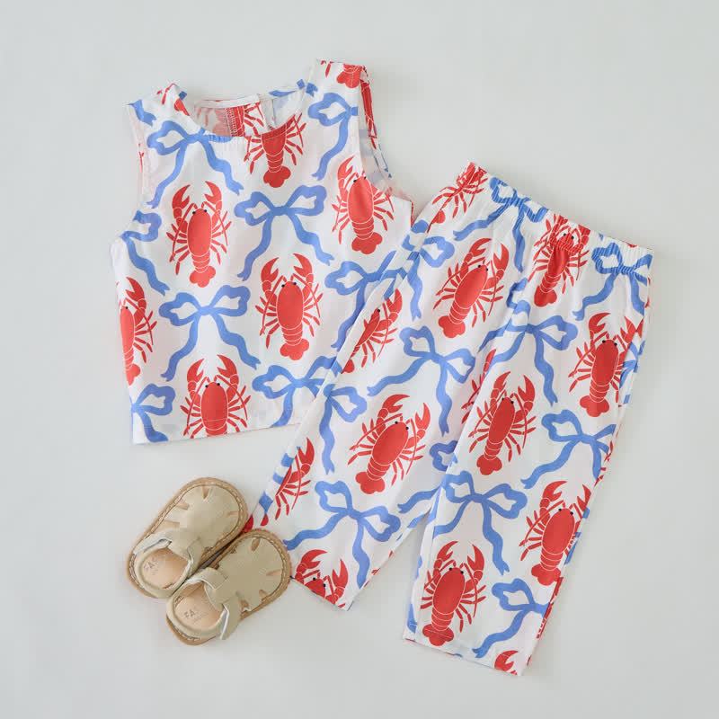 Toddler Lobster and Bowknot Sleeveless 2-piece Set - image 3