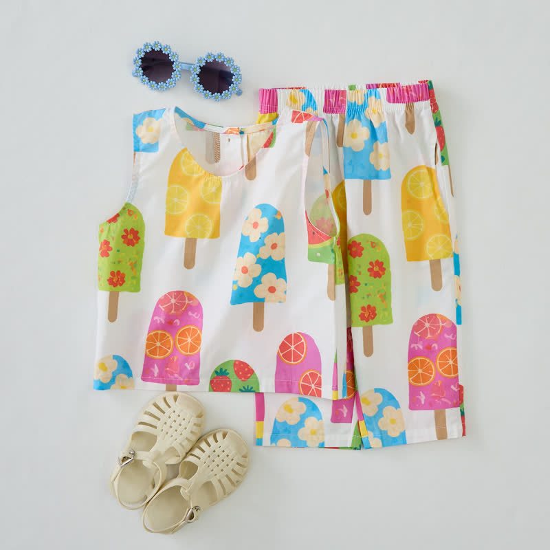 Toddler Colored Ice Cream Pattern Sleeveless 2-piece Set - image 3