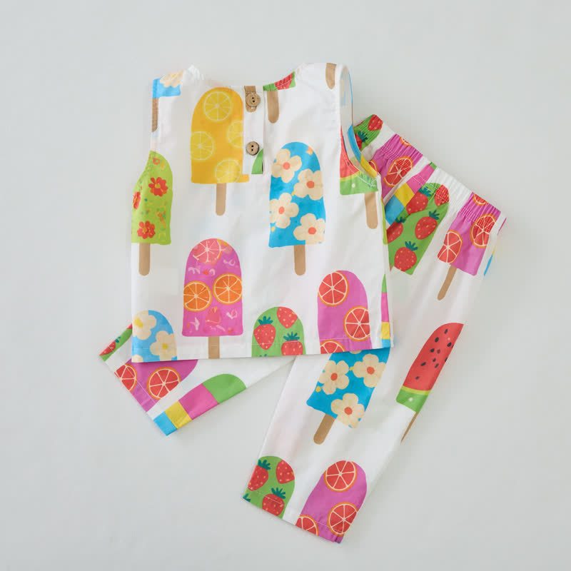 Toddler Colored Ice Cream Pattern Sleeveless 2-piece Set - image 4