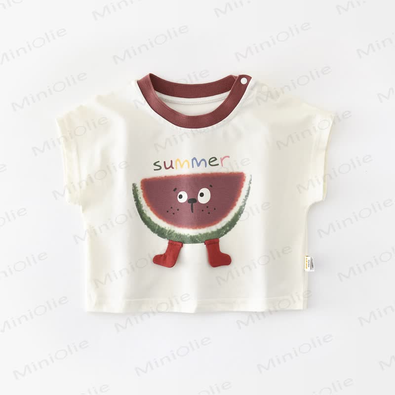 Baby Toddler Watermelon Print Cotton Tank Top or Plaid Shorts - White - 4-5T - image 2
