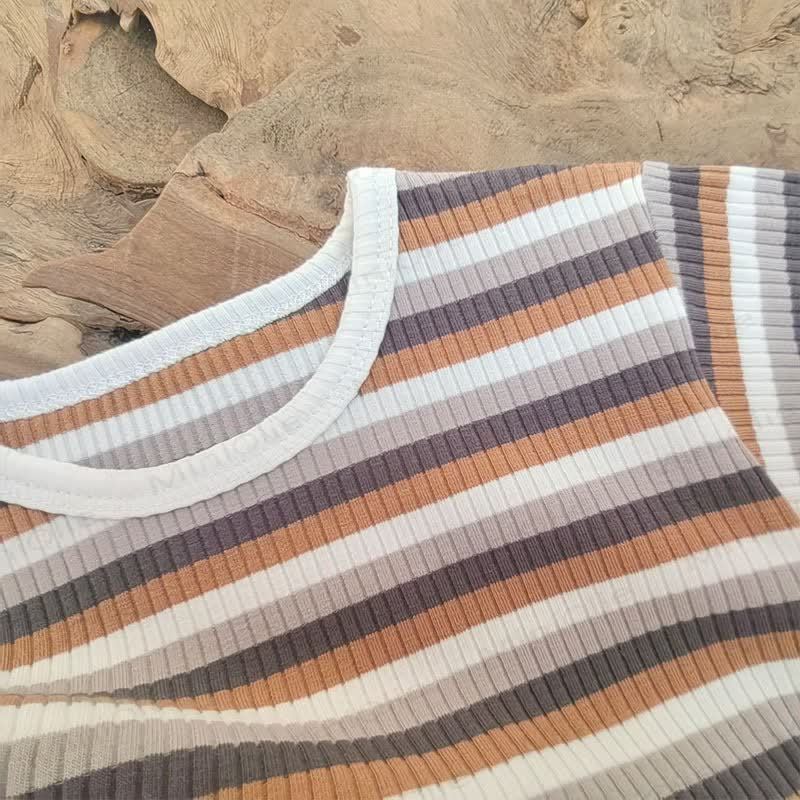 Baby Cotton Ribbed Striped Top and Shorts Set - image 7