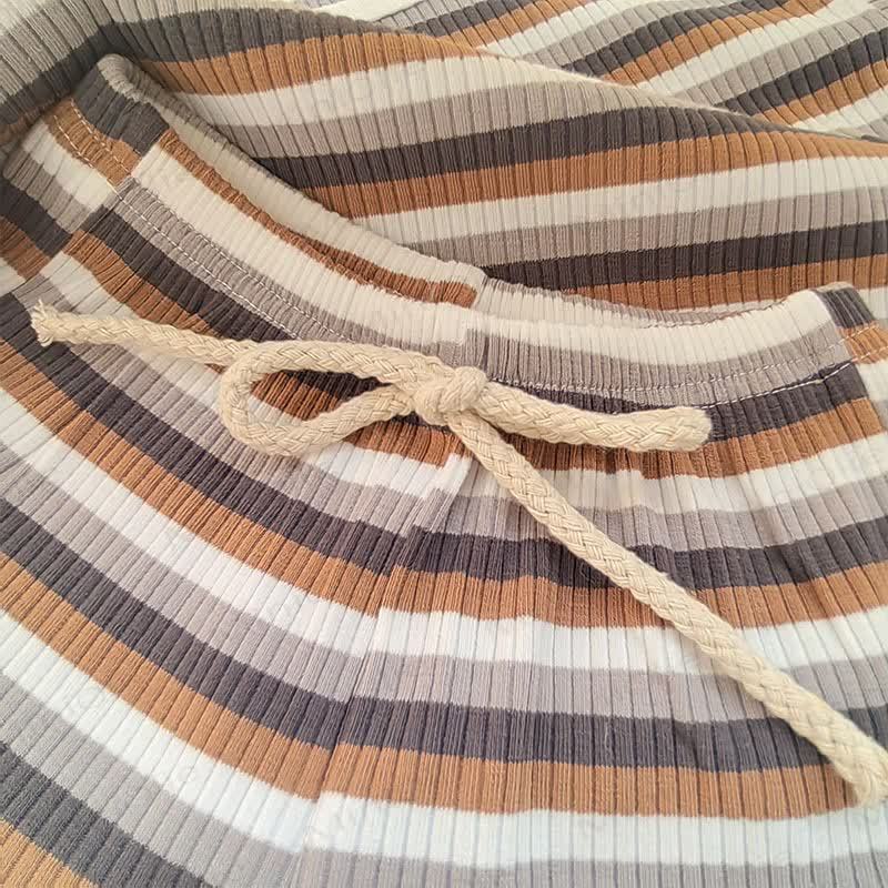 Baby Cotton Ribbed Striped Top and Shorts Set - image 9