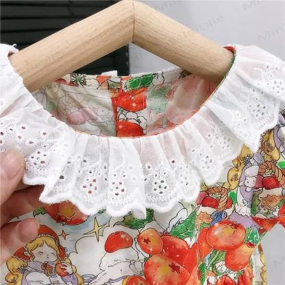 Toddler Girls Cotton Orange Print Puff Sleeves Dress - image 5