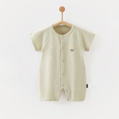 Baby Solid Color Front Snaps Romper - Green - 18-24M - image 2