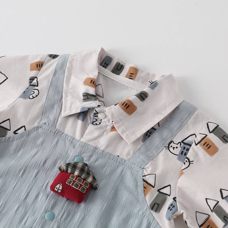 Baby Boy Hiding Cat Print Romper - image 4