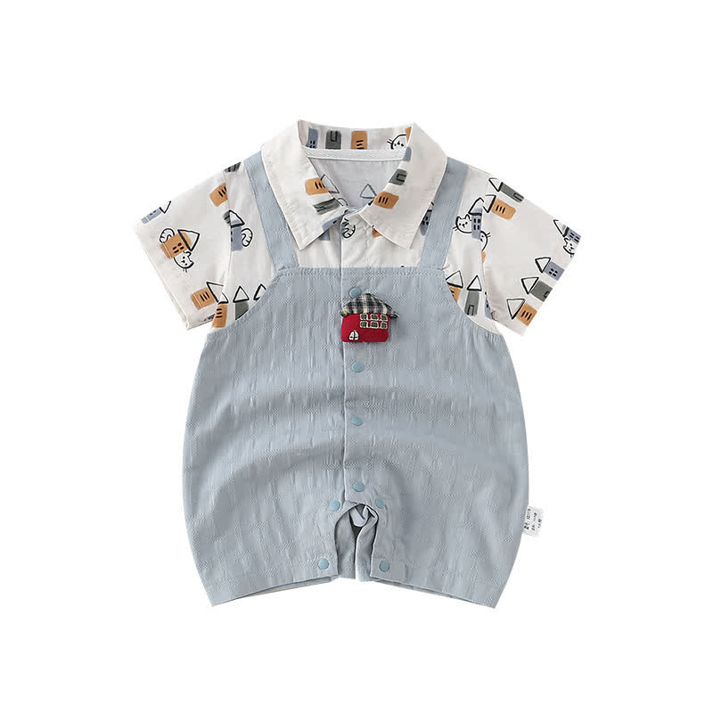 Baby Boy Hiding Cat Print Romper - image 3