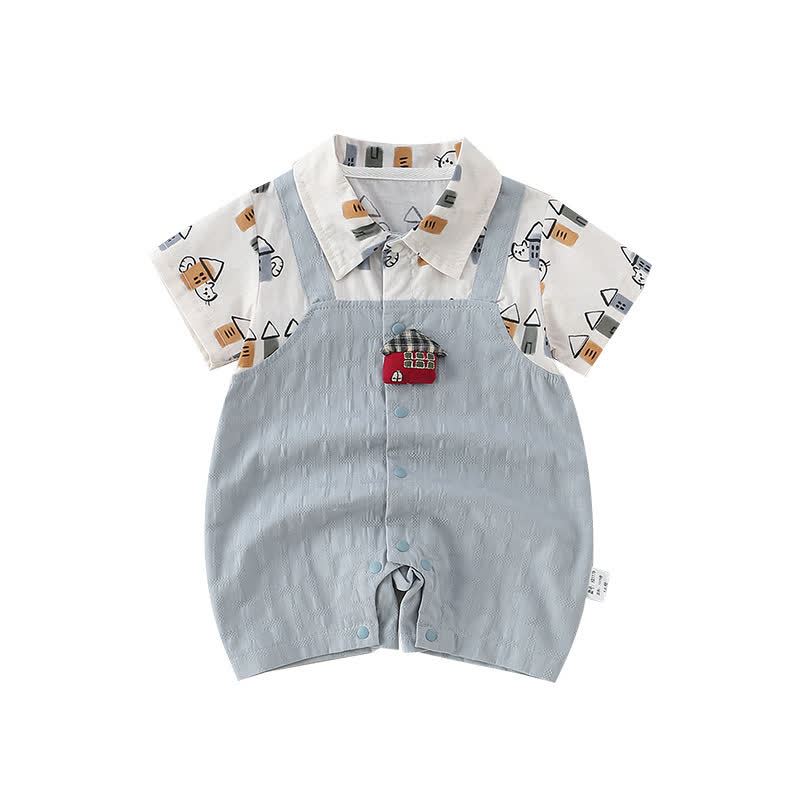Baby Boy Hiding Cat Print Romper - image 3