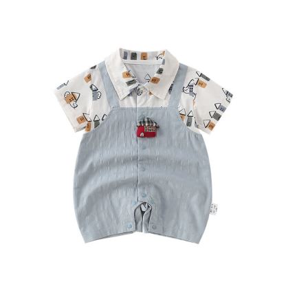 Baby Boy Hiding Cat Print Romper - image 3