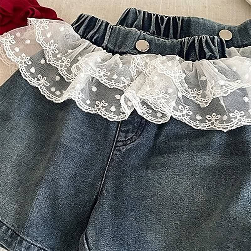 Baby Toddler Girls Floral Lace Denim Shorts - image 3