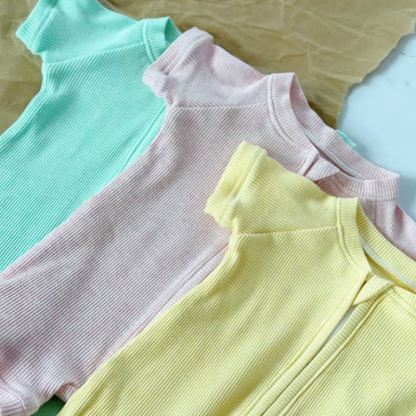 Baby Solid Color Zip Front Romper - image 6