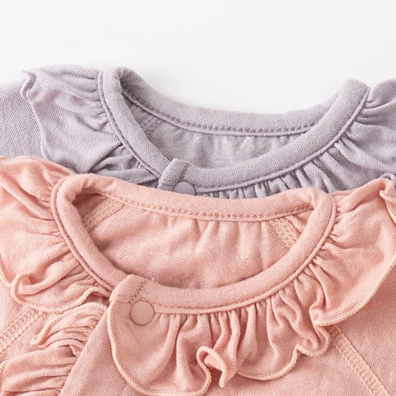 Baby Solid Color Butterfly Ruffle Trim Romper - image 6