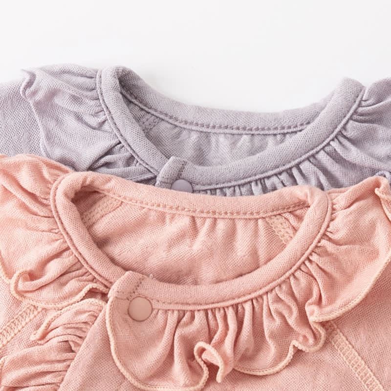 Baby Solid Color Butterfly Ruffle Trim Romper - image 6