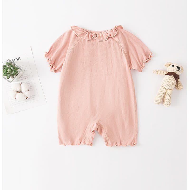 Baby Solid Color Butterfly Ruffle Trim Romper - image 3