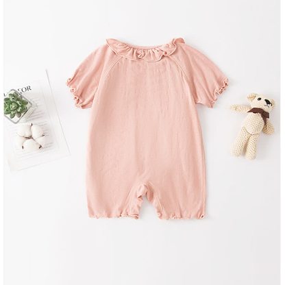 Baby Solid Color Butterfly Ruffle Trim Romper - image 3