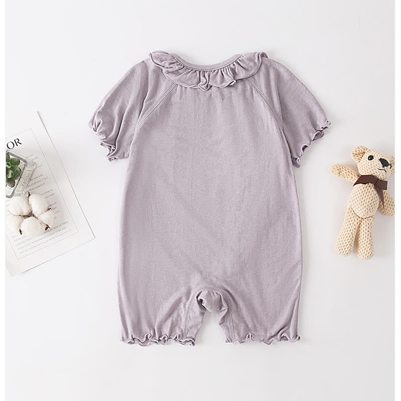 Baby Solid Color Butterfly Ruffle Trim Romper - image 4