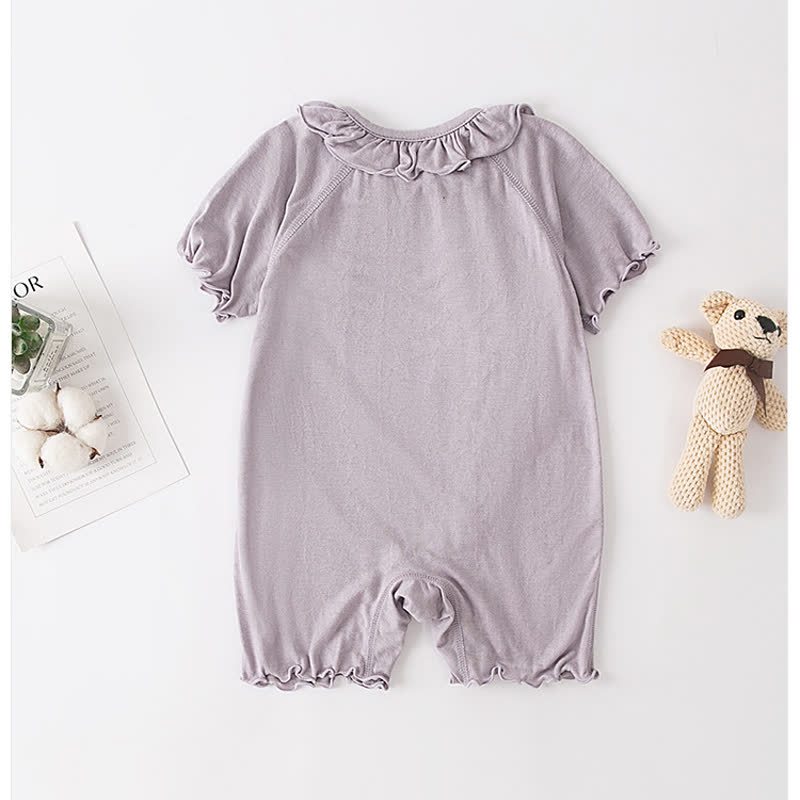 Baby Solid Color Butterfly Ruffle Trim Romper - image 4