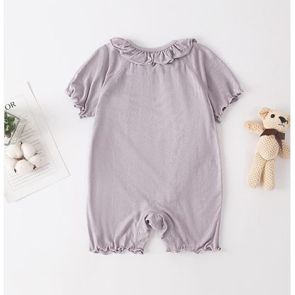 Baby Solid Color Butterfly Ruffle Trim Romper - image 4