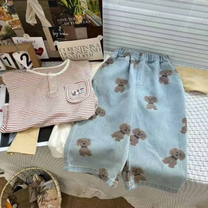 Toddler Animal Print Washed Denim Pants - image 4