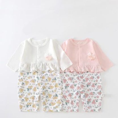 Baby Floral/Rabbit Ruffle Romper - image 1