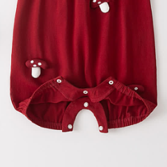 Baby Girl Mushroom Applique Strap Romper - image 5