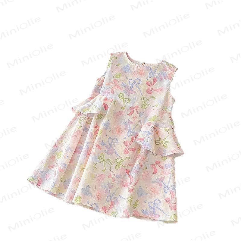 Toddler Kid Girls Bow Floral Ruffle Sleeveless Dress - image 2