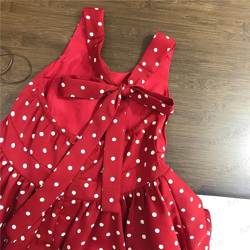 Toddler Girls Red Polka Dot Sleeveless Dress - image 3