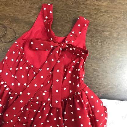 Toddler Girls Red Polka Dot Sleeveless Dress - image 3