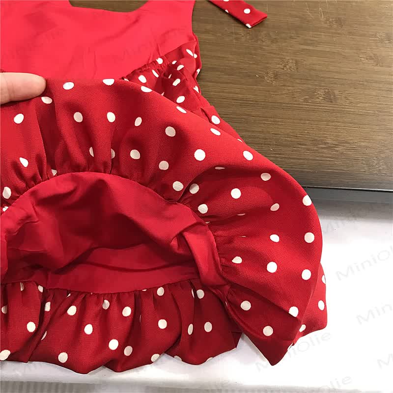 Toddler Girls Red Polka Dot Sleeveless Dress - image 5
